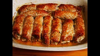 РУЛЕТИКИ из свинины с грибами и соленым огурцом запеченные в духовке МЯСО в духовке