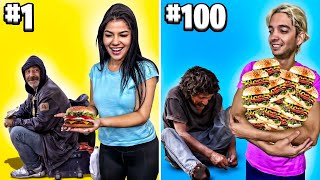 REGALANDO 100 COMIDAS EN LA CALLE POR 24 HORAS !!