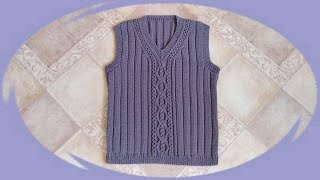 Мужской жилет спицами.МК.