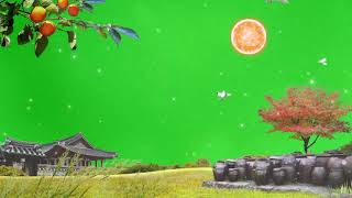 House at Natural Garden Land Scape Morning Landscape Green Screen
