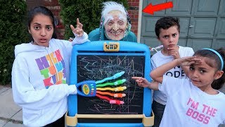 Granny and kids In Real Life with Surprise Toys