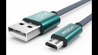 Кабель microUSB из металла и нейлоновая оплетка ROCK до 2.5 Ампер