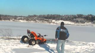 Quad kawasaki kfx700 goes under ICE.