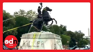 Protesters Prevented From Toppling Andrew Jackson Statue Near The White House