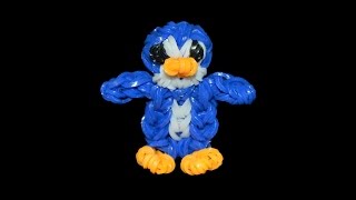 ПИНГВИН из резинок на вилках. Фигурки из резинок Rainbow Loom. Animals with 2 forks.