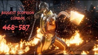 MORTAL KOMBAT 11 Biggest combos for Scorpion | Самые мощные комбо за Скорпиона 468-587%