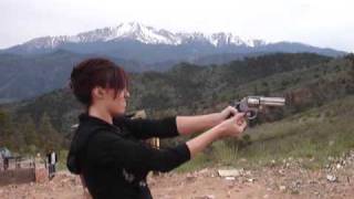 Girl Shooting a .357 Magnum S&W 686 at Rampart Range colorado springs