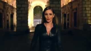 Cheryl Cole in full leather catsuit outfit