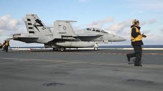 Boeing EA-18G Growler Launch and Recover Aboard USS Gerald R. Ford (CVN-78)