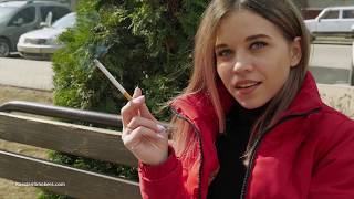 Kate is answering the questions while smoking. Full video
