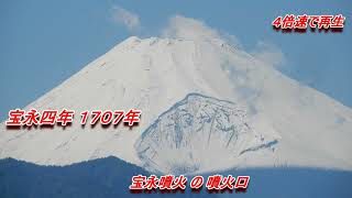 富士山 五月中旬 中腹まで雪化粧　１７０７年 宝永噴火 噴火口　三島市にて２０２３／５／１６撮影
