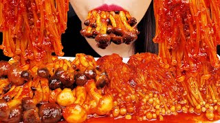 ASMR Spicy Enoki Mushrooms 매운 불닭팽이버섯 먹방 Jamur Enoki Pedas 咀嚼音 NO TALKING EATING SOUNDS MUKBANG