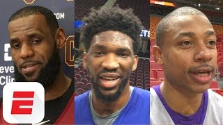 LeBron James, Isaiah Thomas, Joel Embiid react to James Harden's crossover on Wesley Johnson | ESPN
