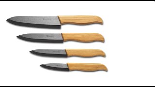 Ceramic Knife Set - 4-Piece with Bamboo Handles