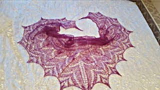 Ажурная шаль спицами. Springtime bandit shawl. Шаль весенняя бандитка.Мк1 часть