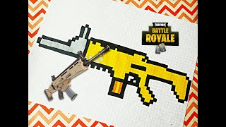 СКАР (SCAR H)  по клеточкам из ФОРТНАЙТ (FORTNITE). PIXEL ART