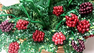 Мастер класс. Малина. Часть 3. Бисер. Flower. Art.  Beadwork. Handmade. своими руками. DIY