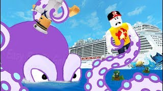 ПОБЕГ С КОРАБЛЯ ЗОМБИ в ROBLOX Огромный ОСЬМИНОГ захватил корабль видео для детей KIDS CHILDREN