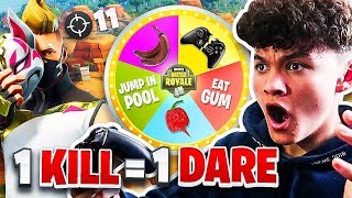 1 KILL = 1 DARE on FORTNITE w/ 15 Year Old Brother (Roulette Battle Royale)