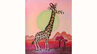 Уроки рисования. Как нарисовать ЖИРАФА How to draw giraffe | Art School