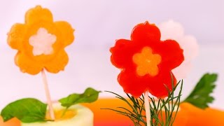 Цветы из овощей в горшочках