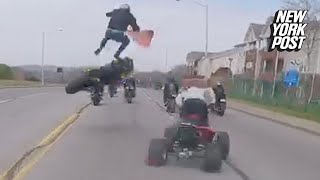 Failed motorcycle stunt sends the rider flying | New York Post