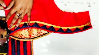 Beautiful patchwork blouse back neck design cutting and stitching