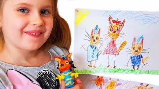 ТРИ КОТА ИЗ ПЛАСТИЛИНА | КОРЖИК лепка из пластилина для детей