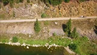 Футаж Вид сверху лес,река