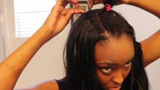Tutorial SEW-IN: Blending My Short Natural Hair with Jet Black 26" Sleek Extentions|