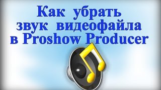 Как убрать звук видеофайла,в программе Proshow Producer