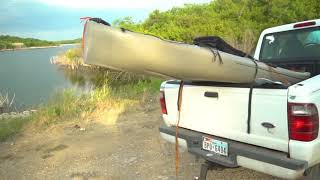 kayak bass fishing Lake Scarborough in west central Texas