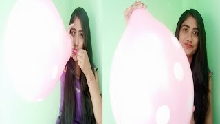 Beautiful pink polkadot balloon blow to pop by me /the balloon challenge / balloon challenge