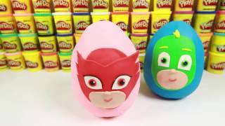 PJ Маски Все 3 PJ Маски героев Owlette, Catboy и Гекко Play Doh Сюрприз яйца