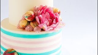 MULTICOLOUR elegant striped CAKE tutorial- Rosie's Dessert Spot