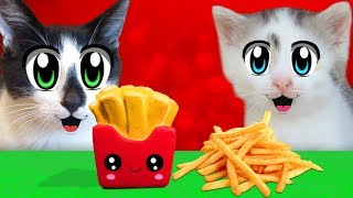 АНТИСТРЕСС VS ЕДА! КОТ МАЛЫШ и КОШЕЧКА МУРКА и Squishy Food VS REAL FOOD CHALLENGE! Toys VS Candy