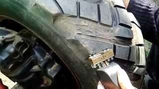 Нарезка протектора на тракторе / Cutting of protector on a tractor