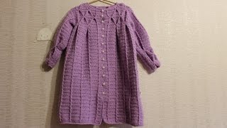 Пальто с буфами крючком на девочку 3-4 года. (Часть 1/2. Спинка и полочки).
