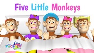 Five Little Monkeys Jumping On The Bed Nursery Rhymes | Baby Song
