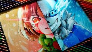 Drawing - Chara VS Sans ( Undertale )