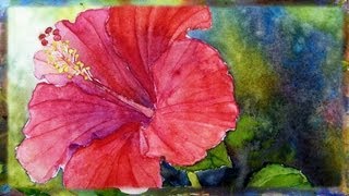 How To Paint the Red Hibiscus Flower In Watercolor By Ross Barbera