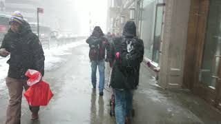 Walking to Central Park in 2018 Blizzard Snow. New York City Unedited