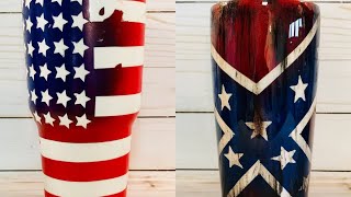 Distressed Flag Tumbler NO VINYL stencil and paint only!