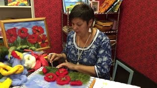 ЖИВОПИСЬ ШЕРСТЬЮ " МАКИ" / FELTING of PICTURE / HOW TO MAKE A PICTURE of WOOL