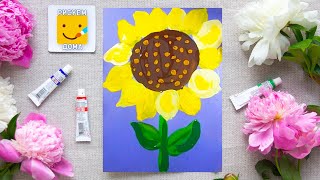 Как нарисовать подсолнух поэтапно - урок рисования для детей 2,5-4 лет.