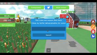 1 codigo do jogo ?Harvesting Simulator! no roblox da para usar varias vezes esse codigo