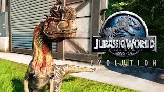 ESTAMPIDA DILOPHOSAURUS!! ESTAMPIDA DE DINOSAURIOS! JURASSIC WORLD EVOLUTION