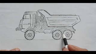 Как нарисовать Камаз Ручкой поэтапно