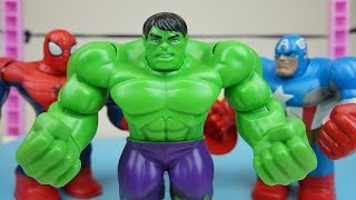 Hulk vs Spider man and Super heroes Robocar Poli toys