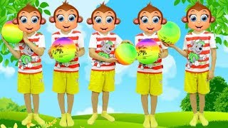 Five Little Monkeys Jumping On The Bed Children Nursery Rhyme Songs | five little monkeys